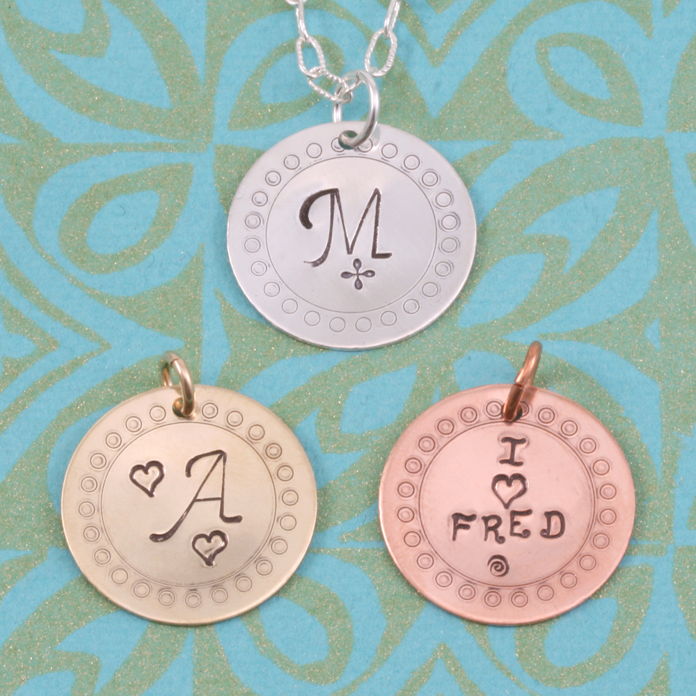Metal Stamping Blanks Brass Round, Disc, Circle with Open Dot Border, 19mm (.75"), 24g